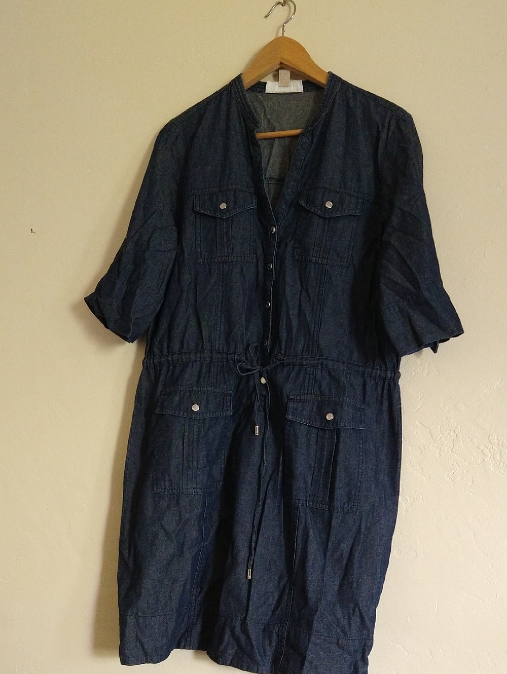 Michael Kors Cotton  Dark Denim Utility Shirtdress Size Large
